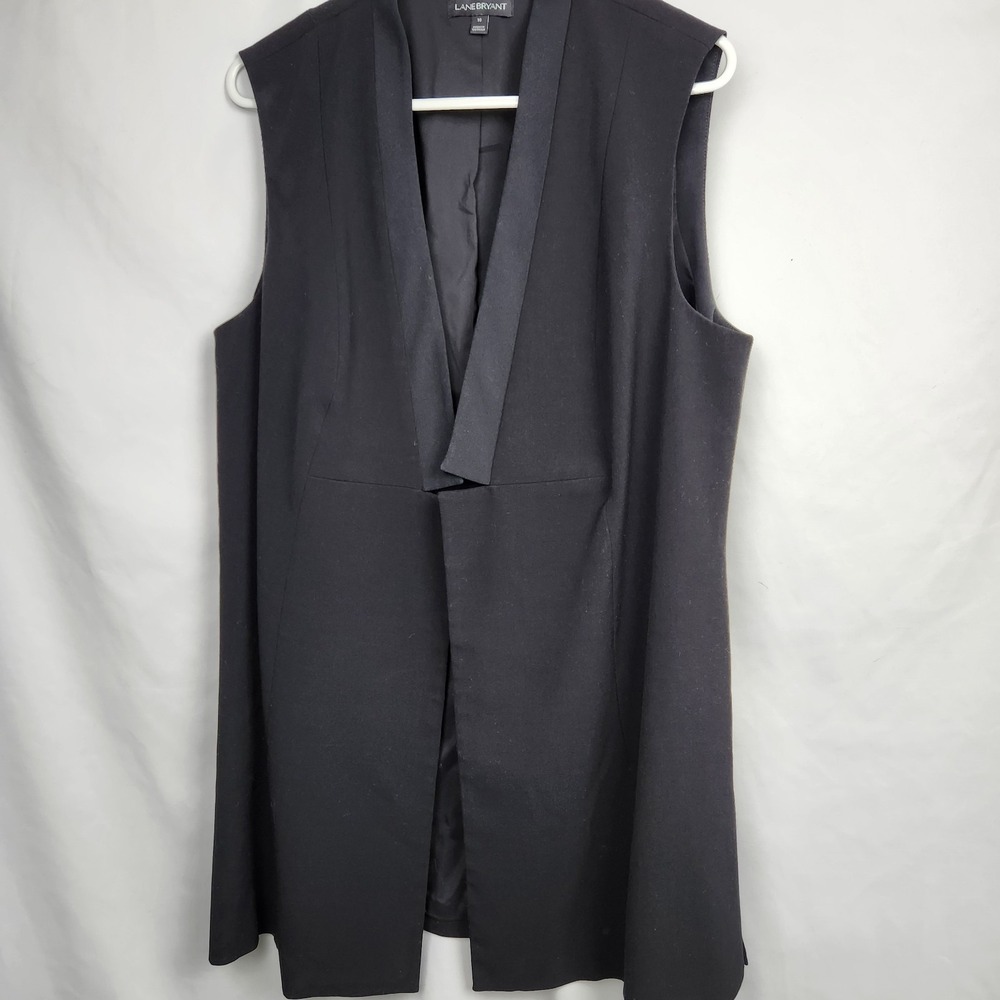 Lane Bryant Vest Womens Size‎ 16  Black Open Front 1/2 Zipped Back